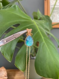 Image 3 of Gold Abalone Shell Teardrop Crystal Necklace 