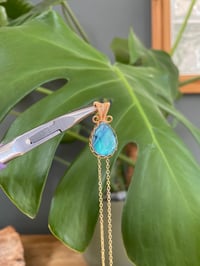 Image 4 of Gold Abalone Shell Teardrop Crystal Necklace 