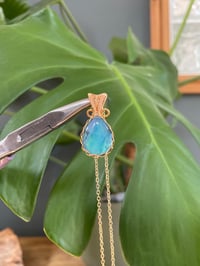 Image 5 of Gold Abalone Shell Teardrop Crystal Necklace 