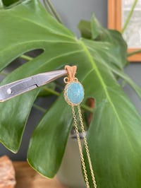 Image 4 of Gold Larimar Oval Coin Crystal Necklace