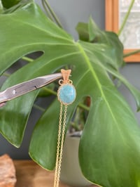 Image 5 of Gold Larimar Oval Coin Crystal Necklace