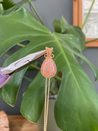 Image 1 of Gold Coral Jade Teardrop Crystal Necklace