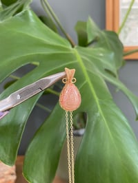 Image 2 of Gold Coral Jade Teardrop Crystal Necklace