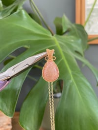 Image 3 of Gold Coral Jade Teardrop Crystal Necklace