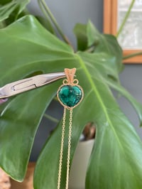 Image 1 of Gold Chrysocholla & Malachite Heart Crystal Necklace 