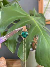 Image 2 of Gold Chrysocholla & Malachite Heart Crystal Necklace 