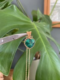 Image 3 of Gold Chrysocholla & Malachite Heart Crystal Necklace 