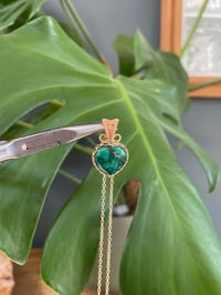 Image 5 of Gold Chrysocholla & Malachite Heart Crystal Necklace 