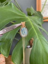 Image 2 of Gold Labradorite Oval Crystal Necklace