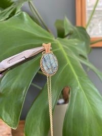 Image 3 of Gold Labradorite Oval Crystal Necklace
