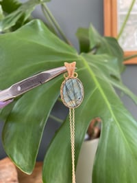 Image 4 of Gold Labradorite Oval Crystal Necklace