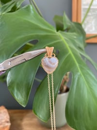 Image 2 of Gold Banded Agate Heart Crystal Necklace