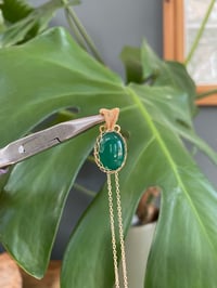 Image 3 of Gold Green Agate Oval Crystal Necklace