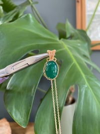 Image 4 of Gold Green Agate Oval Crystal Necklace