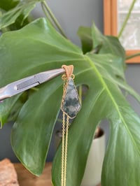 Image 1 of Gold Moss Agate Kite Crystal Necklace