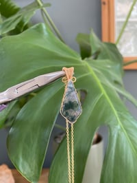 Image 2 of Gold Moss Agate Kite Crystal Necklace