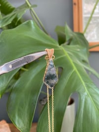 Image 3 of Gold Moss Agate Kite Crystal Necklace