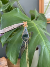 Image 4 of Gold Moss Agate Kite Crystal Necklace