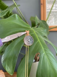 Image 4 of Gold Black Mother Of Pearl Flower Coin Crystal Necklace