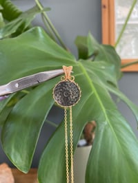 Image 5 of Gold Black Mother Of Pearl Flower Coin Crystal Necklace