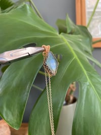 Image 1 of Gold Labradorite Diamond Crystal Necklace 