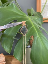 Image 3 of Gold Labradorite Diamond Crystal Necklace 