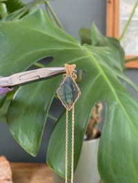 Image 4 of Gold Labradorite Diamond Crystal Necklace 