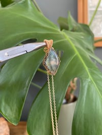 Image 2 of Gold Labradorite Diamond Crystal Necklace 