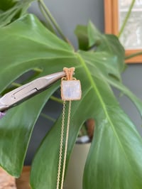 Image 1 of Gold Moonstone Square Crystal Necklace