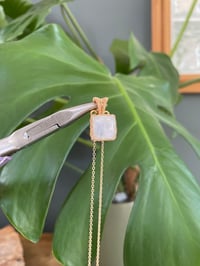 Image 2 of Gold Moonstone Square Crystal Necklace