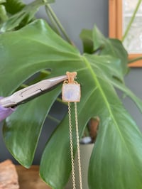 Image 3 of Gold Moonstone Square Crystal Necklace