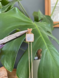 Image 4 of Gold Moonstone Square Crystal Necklace