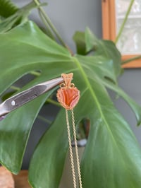 Image 1 of Gold Banded Carnelian Heart Crystal Necklace 