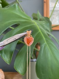 Image 2 of Gold Banded Carnelian Heart Crystal Necklace 