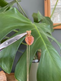 Image 4 of Gold Banded Carnelian Heart Crystal Necklace 