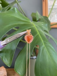 Image 5 of Gold Banded Carnelian Heart Crystal Necklace 