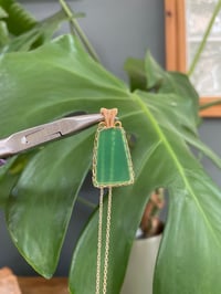Image 1 of Gold Green Agate Bell Crystal Necklace
