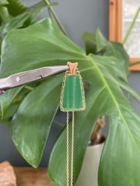 Image 2 of Gold Green Agate Bell Crystal Necklace