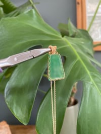 Image 3 of Gold Green Agate Bell Crystal Necklace
