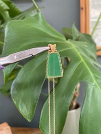 Image 5 of Gold Green Agate Bell Crystal Necklace