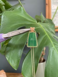 Image 4 of Gold Green Agate Bell Crystal Necklace