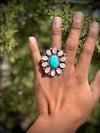 Pink Shell cluster and turquoise ring 