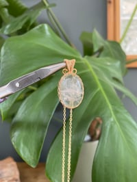 Image 1 of Gold Clear Quartz Oval  Crystal Necklace 