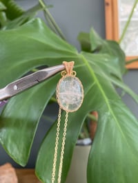 Image 2 of Gold Clear Quartz Oval  Crystal Necklace 