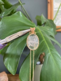 Image 3 of Gold Clear Quartz Oval  Crystal Necklace 