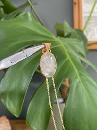 Image 4 of Gold Clear Quartz Oval  Crystal Necklace 