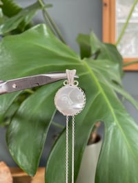 Image 1 of Silver White Mother Of Pearl Coin Crystal Necklace
