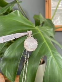 Image 2 of Silver White Mother Of Pearl Coin Crystal Necklace