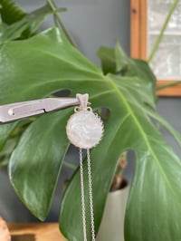Image 3 of Silver White Mother Of Pearl Coin Crystal Necklace