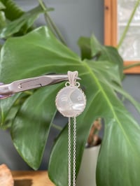 Image 4 of Silver White Mother Of Pearl Coin Crystal Necklace